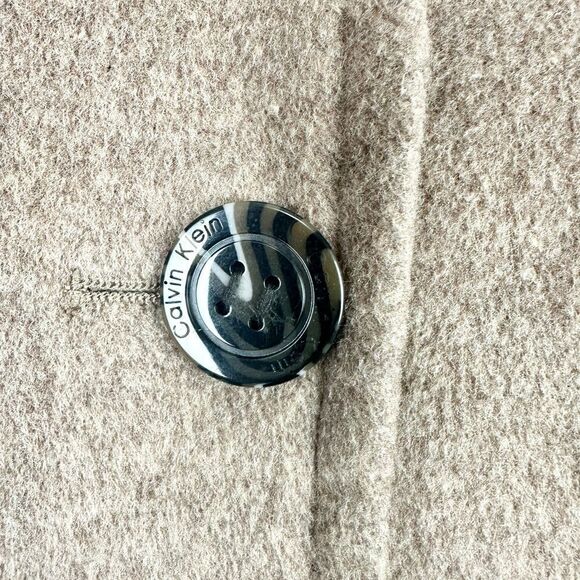 Calvin Klein Single Breasted Wool Silk Blend Peacoat Size 10 Oatmeal - Picture 5 of 7